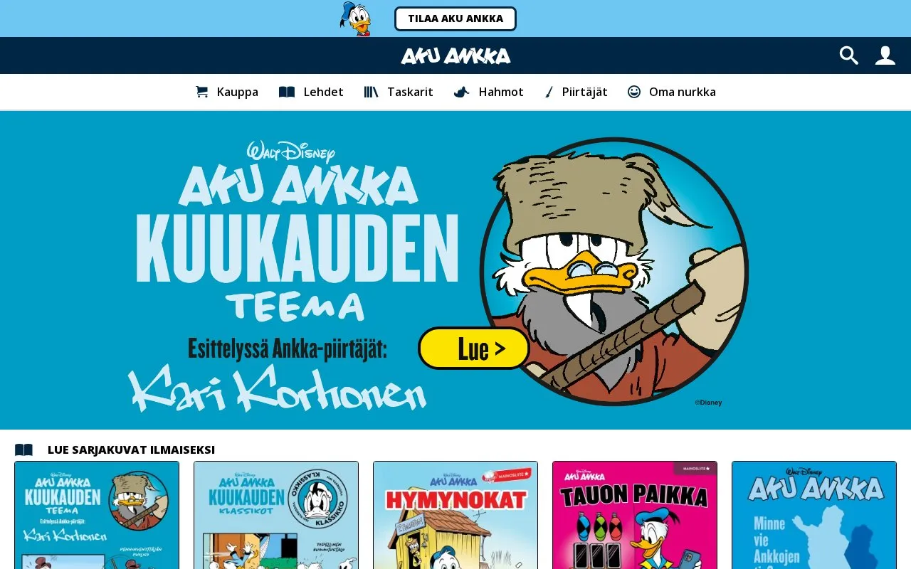 Aku Ankka homepage screenshot