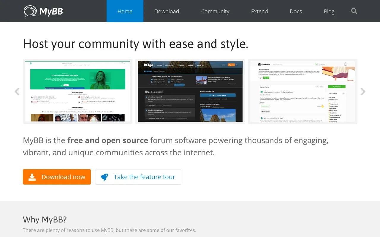 MyBB homepage screenshot
