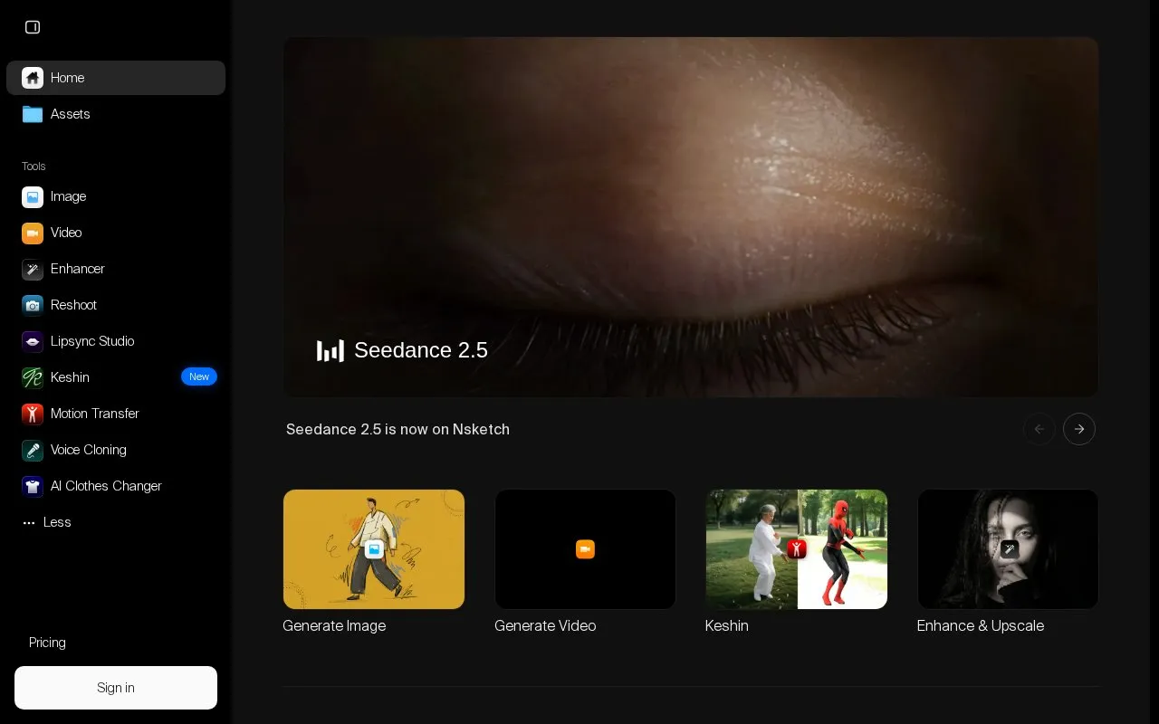 Nsketch AI homepage screenshot