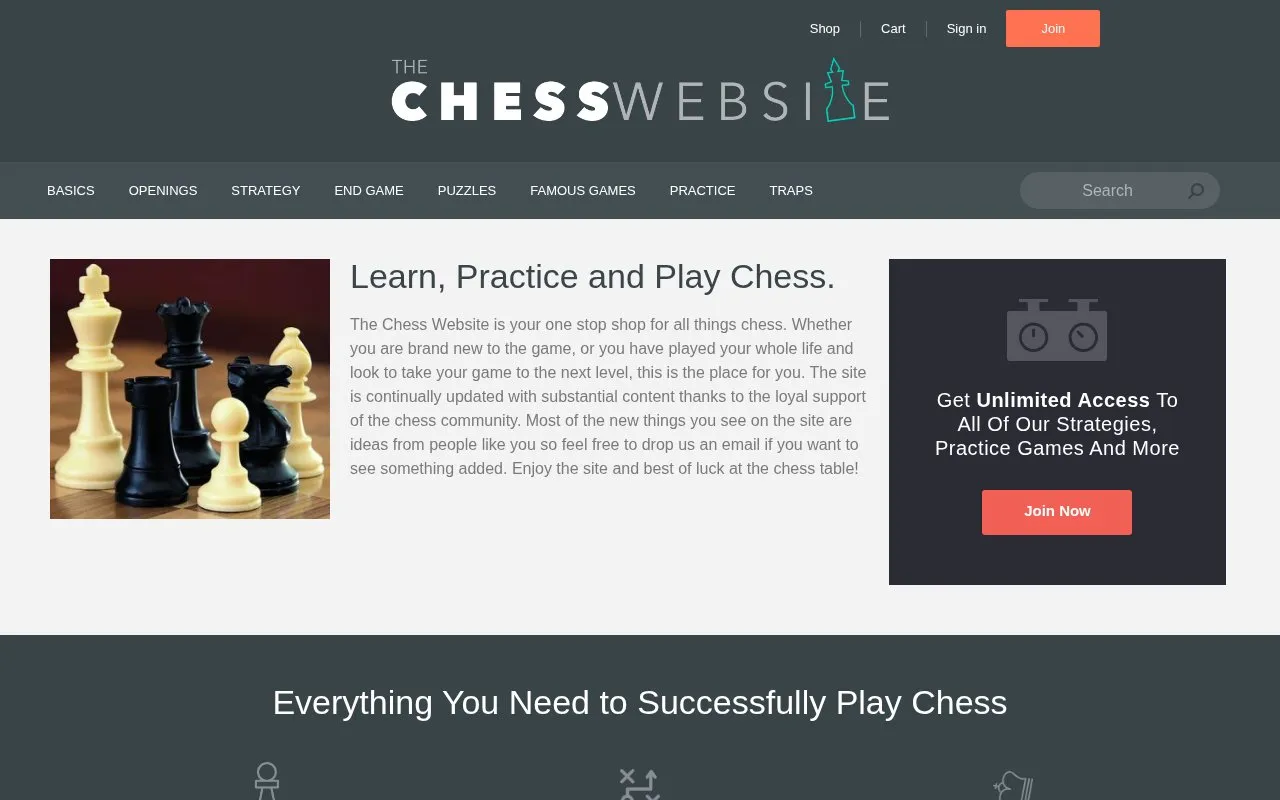 TheChessWebsite homepage screenshot