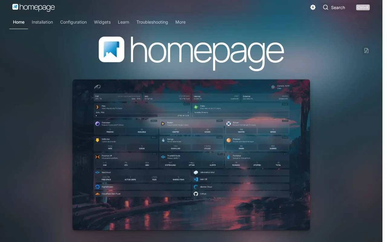 Gethomepage homepage screenshot