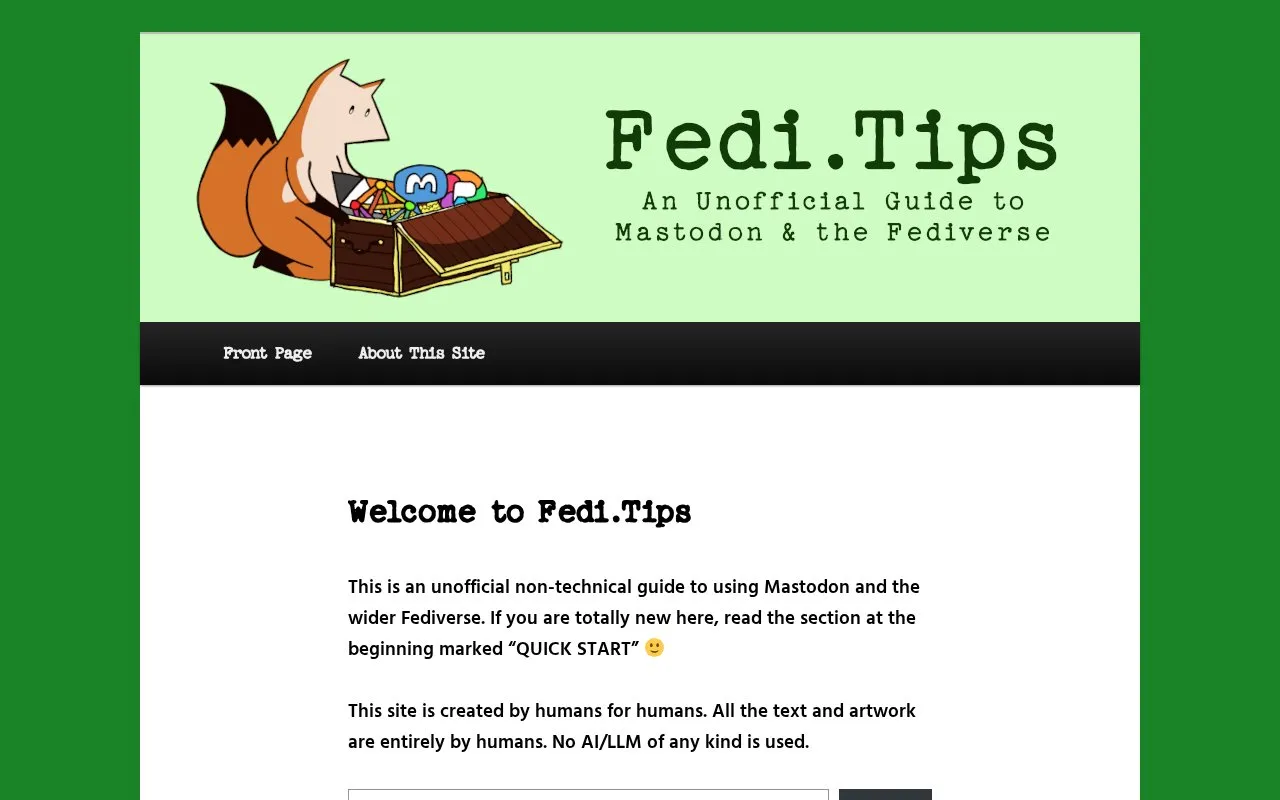 Fedi.Tips homepage screenshot