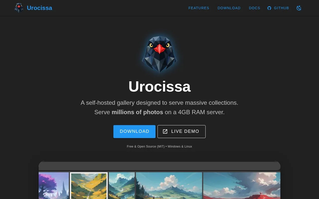 Urocissa homepage screenshot