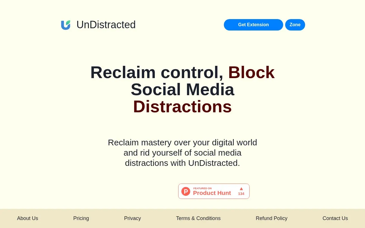 UnDistracted homepage screenshot