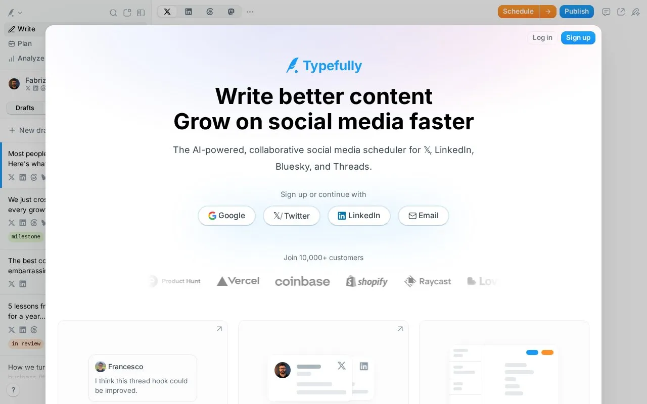 Typefully homepage screenshot