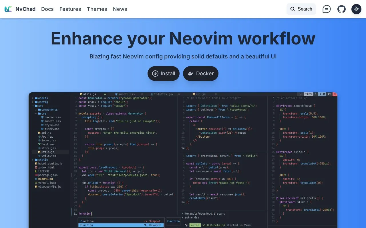 NvChad homepage screenshot