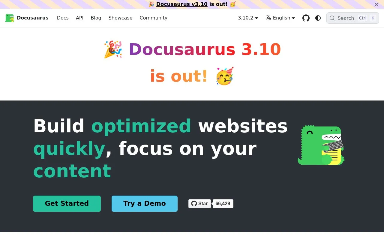 Docusaurus homepage screenshot