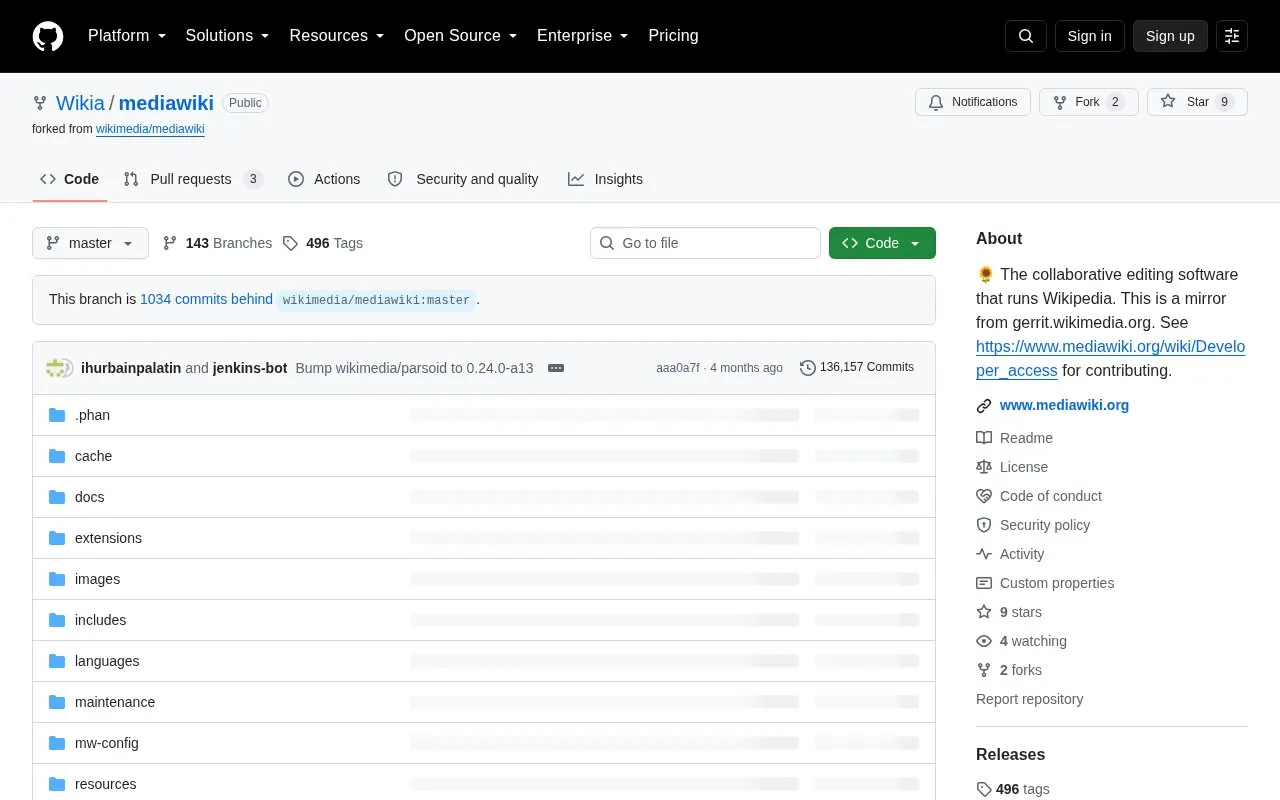 Mediawiki homepage screenshot