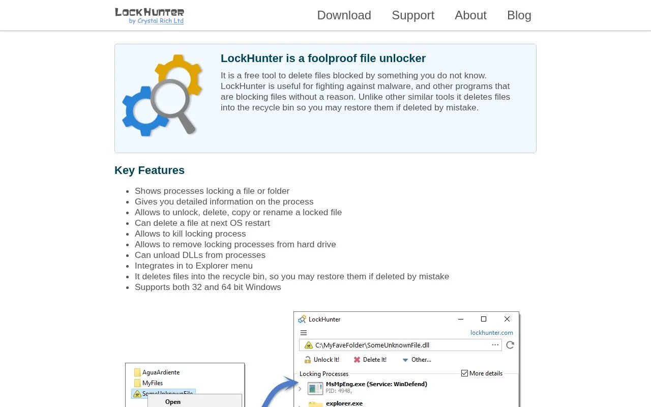 Lock Hunter homepage screenshot