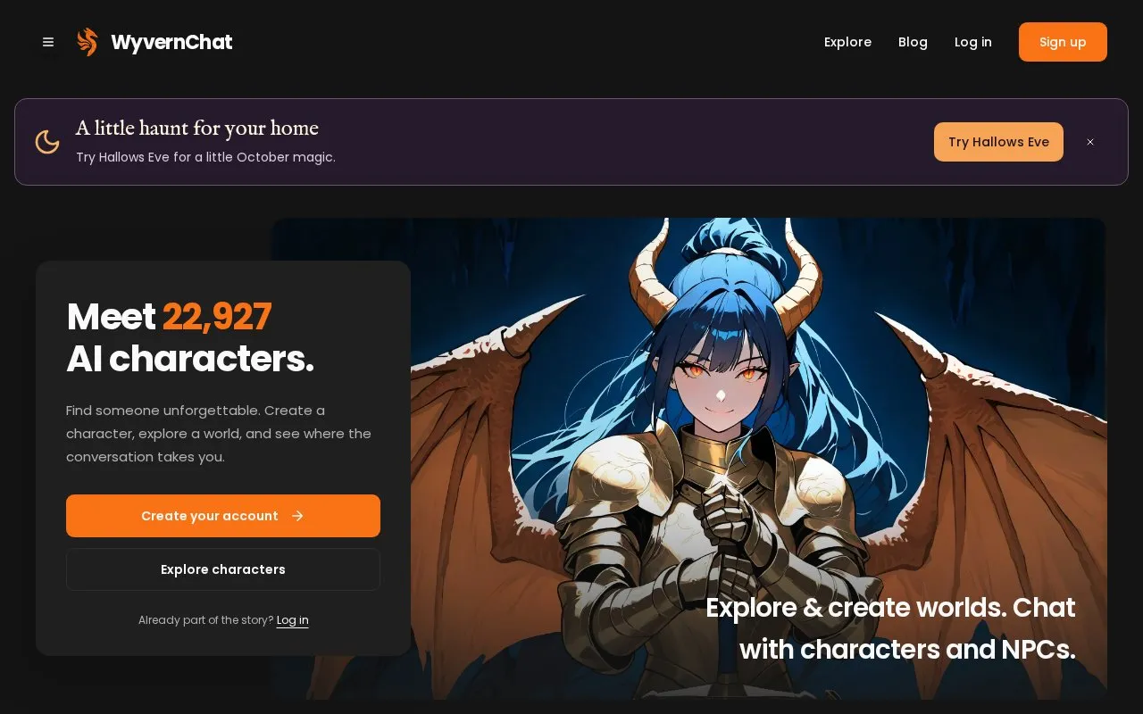 WyvernChat homepage screenshot