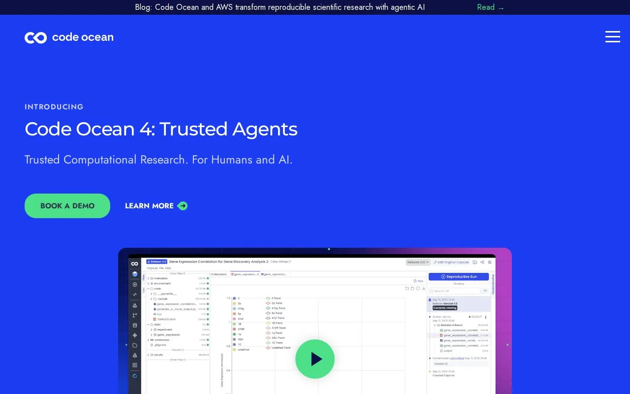 Code Ocean homepage screenshot