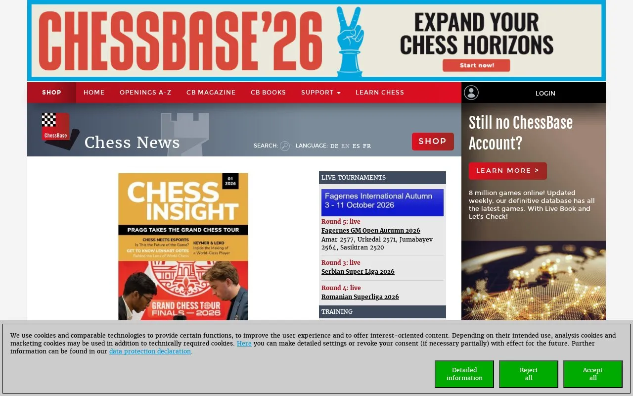 English homepage screenshot