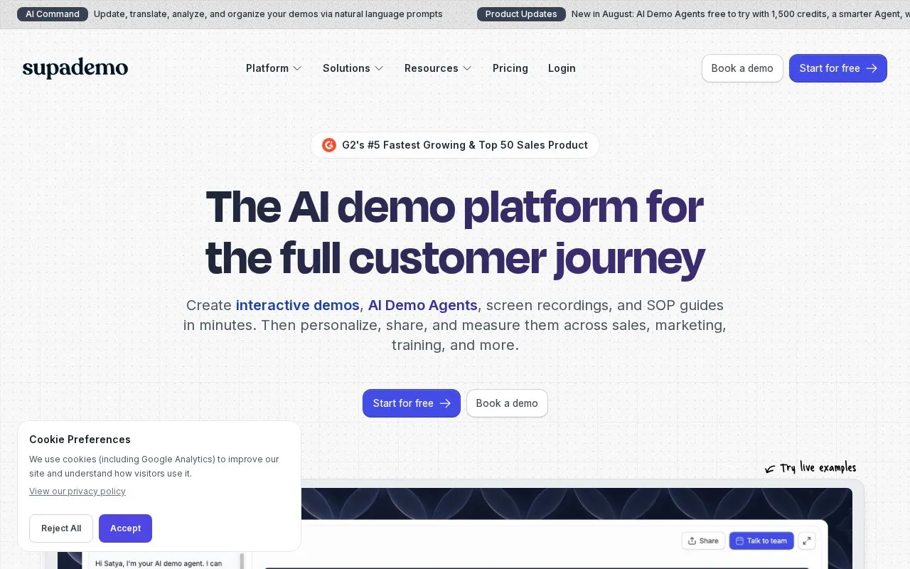 Supademo homepage screenshot