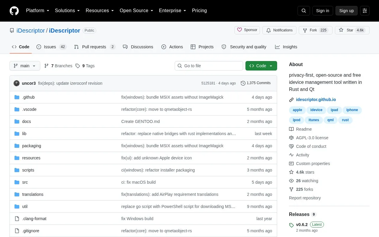I Descriptor homepage screenshot