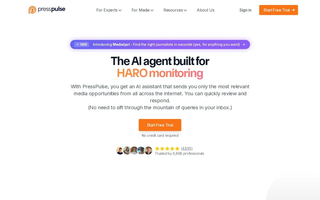 PressPulse AI homepage screenshot
