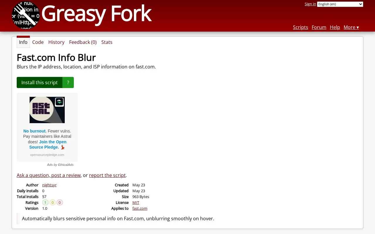Blur Info homepage screenshot