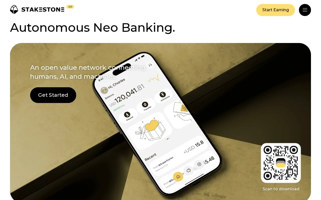 StakeStone STONE homepage screenshot