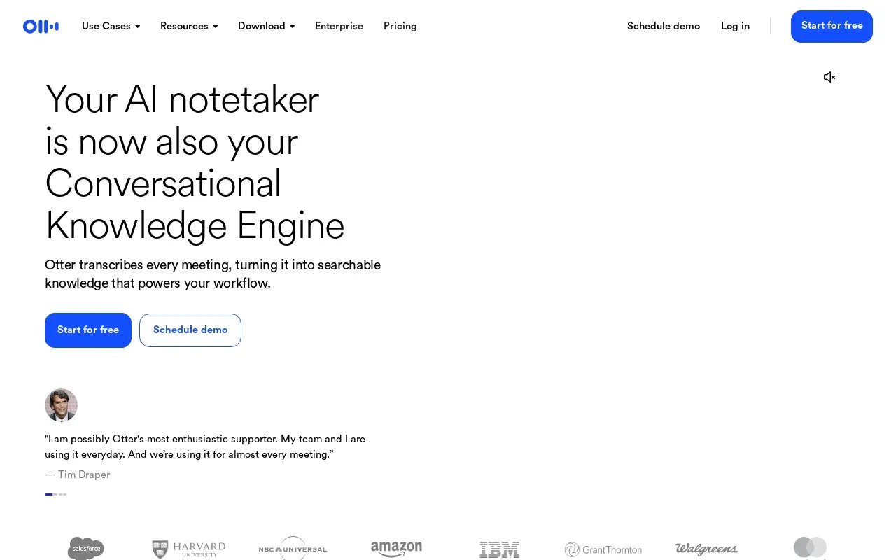 Otter homepage screenshot