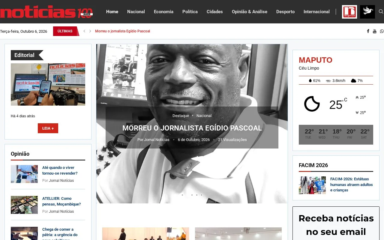 Notícias homepage screenshot