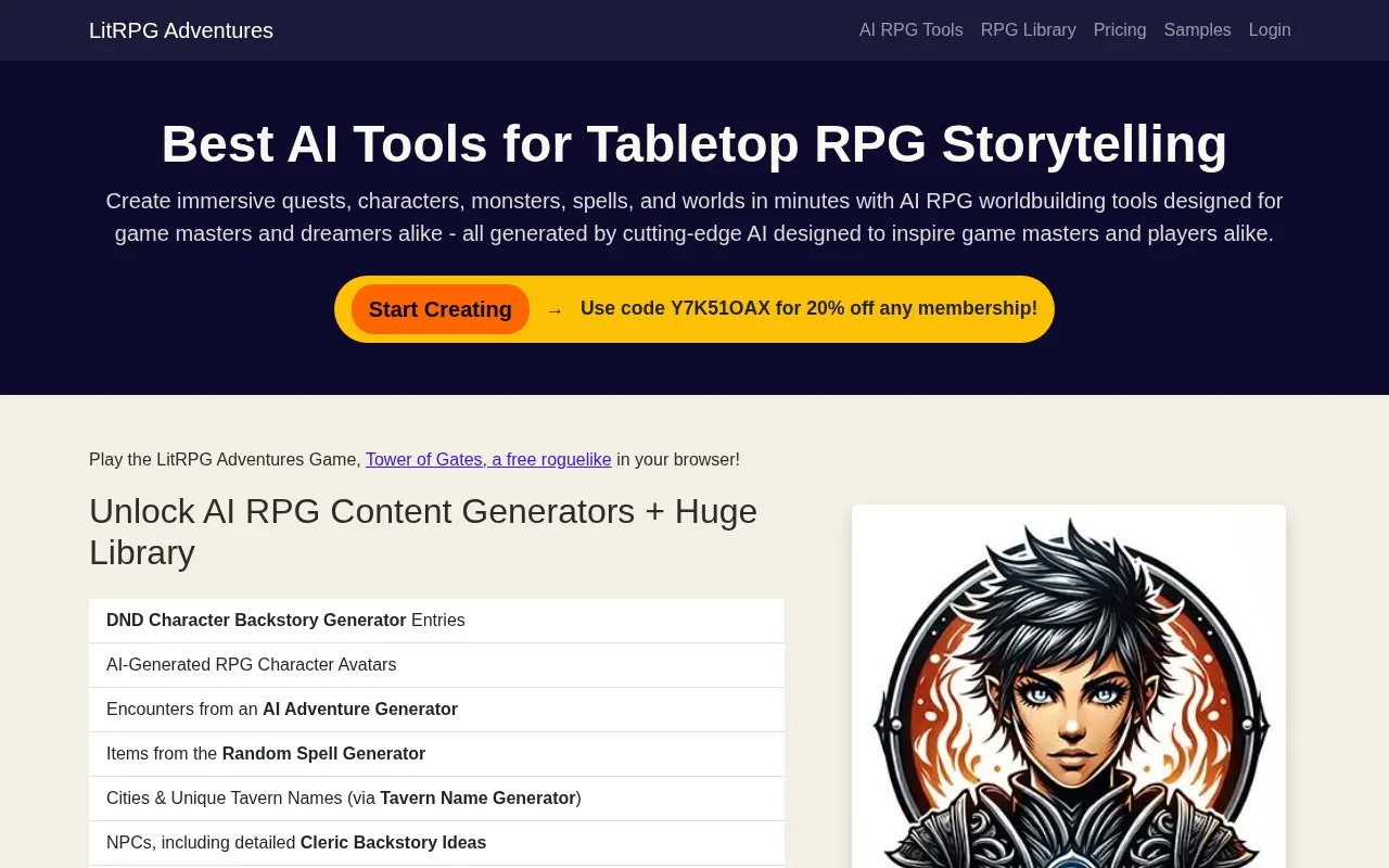 LitRPG Adventures homepage screenshot