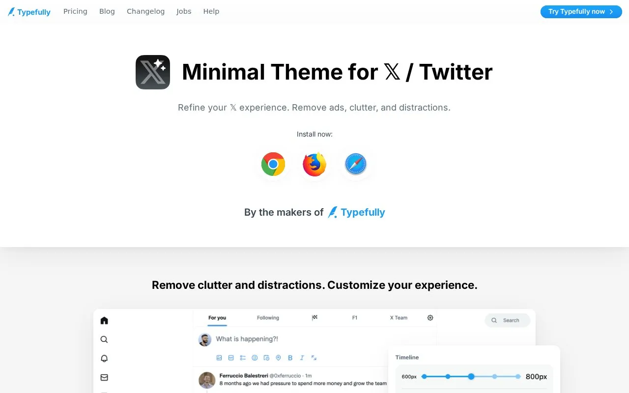 Minimal Twitter homepage screenshot