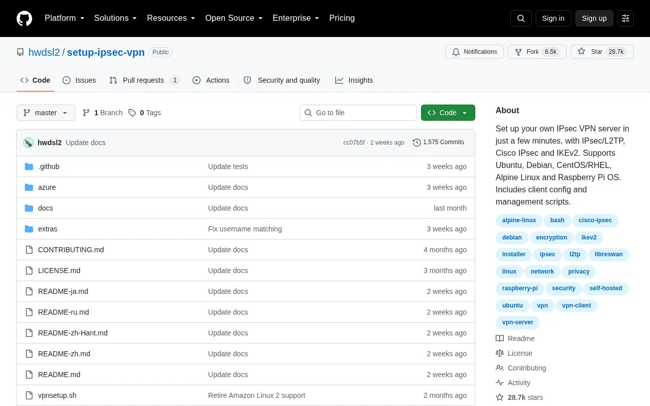 IPsec VPN homepage screenshot