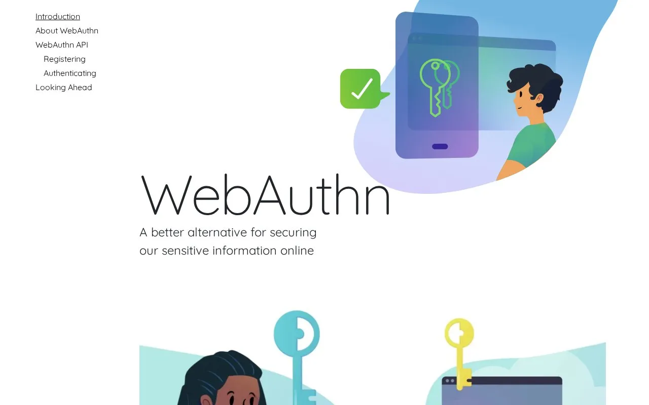 WebAuthn homepage screenshot