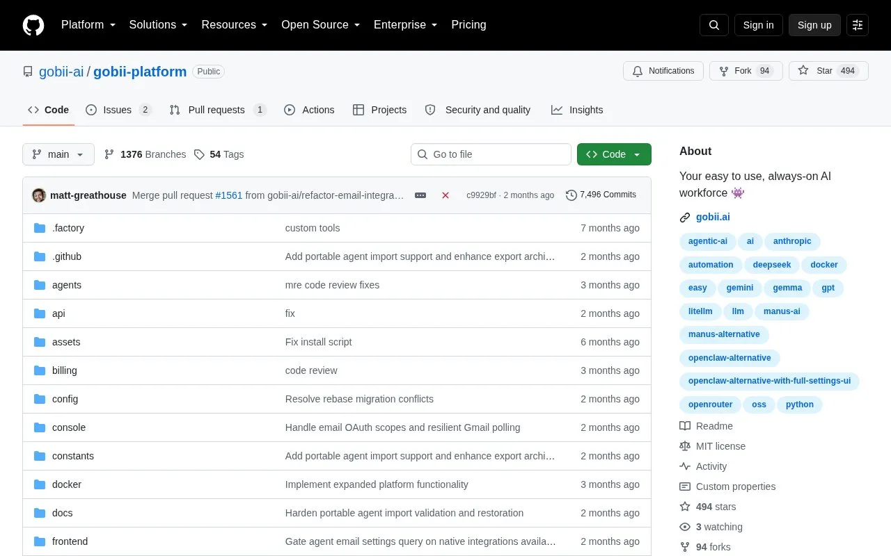 Gobii homepage screenshot