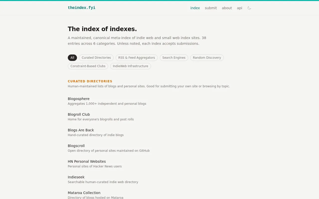 theindex.fyi homepage screenshot