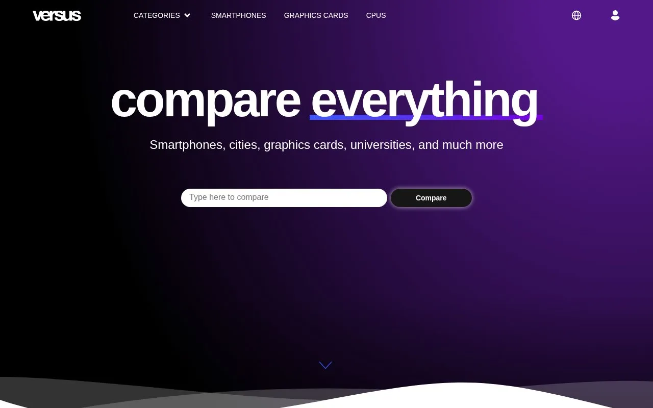 VERSUS homepage screenshot