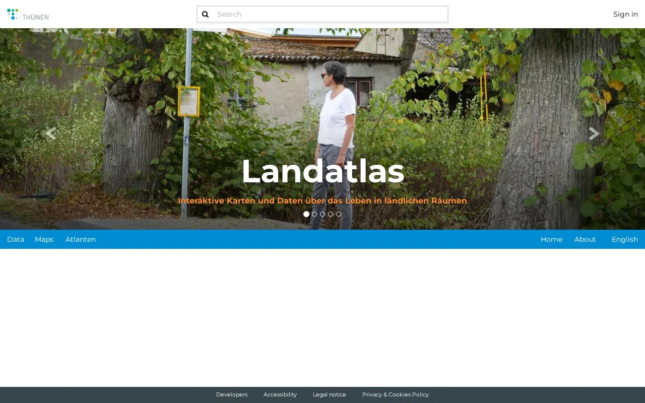 Thünen Atlas homepage screenshot