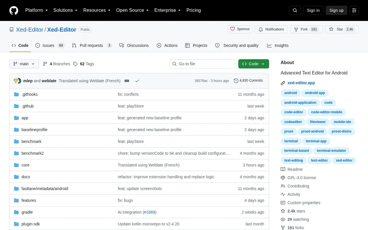 Xed-Editor homepage screenshot