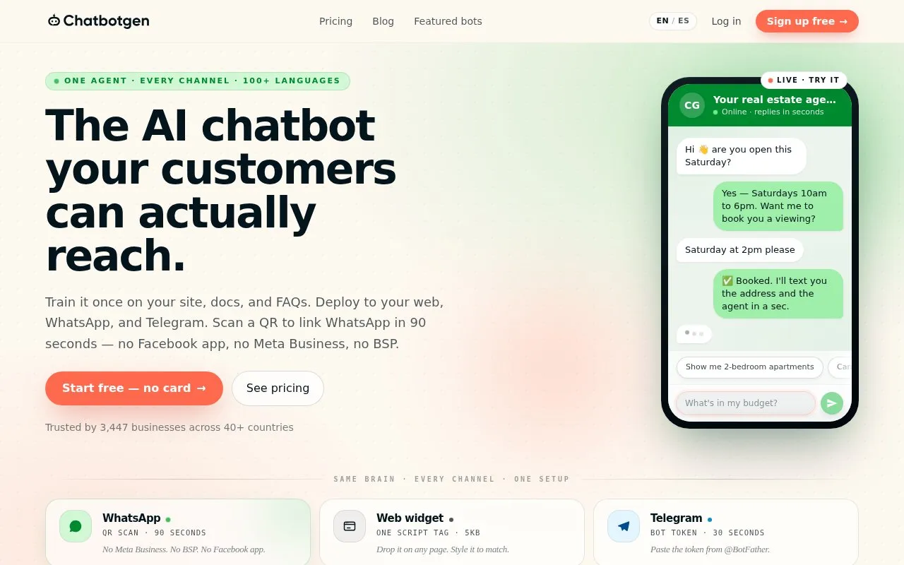 ChatbotGen homepage screenshot