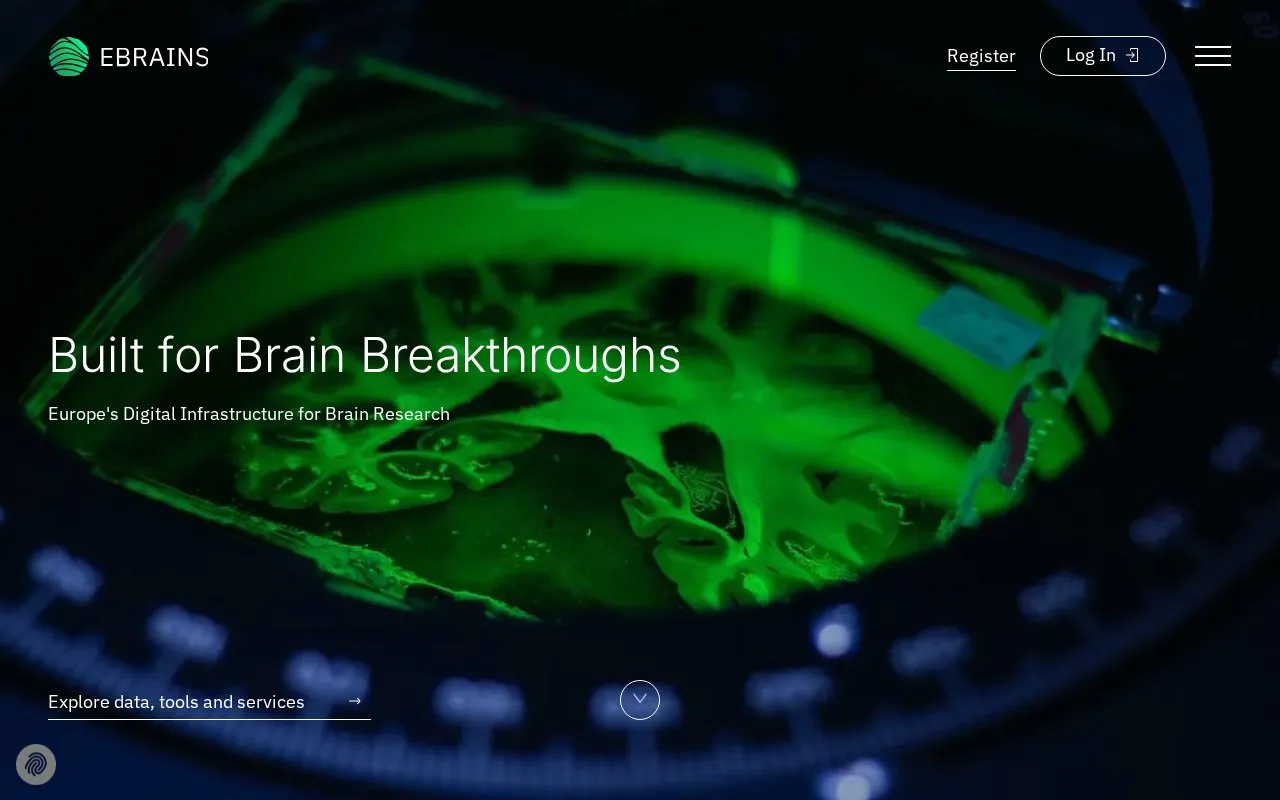 EBRAINS homepage screenshot