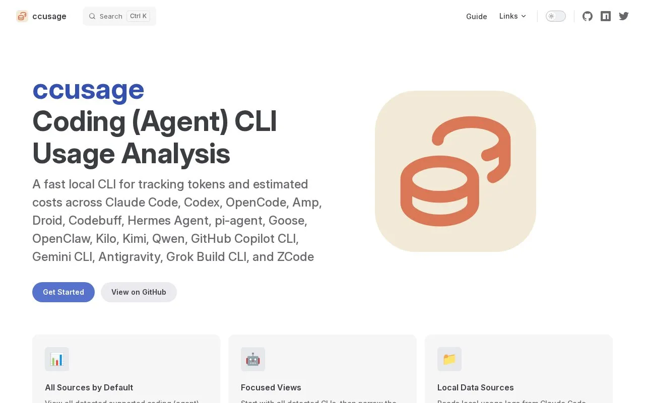 ccusage homepage screenshot