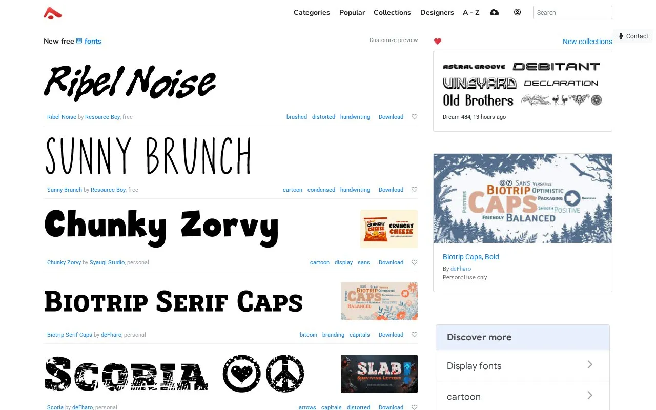 AbstractFonts homepage screenshot