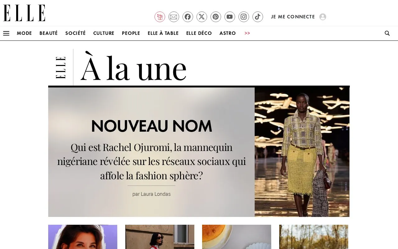 Elle homepage screenshot