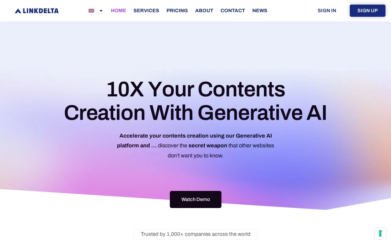 Linkdelta homepage screenshot