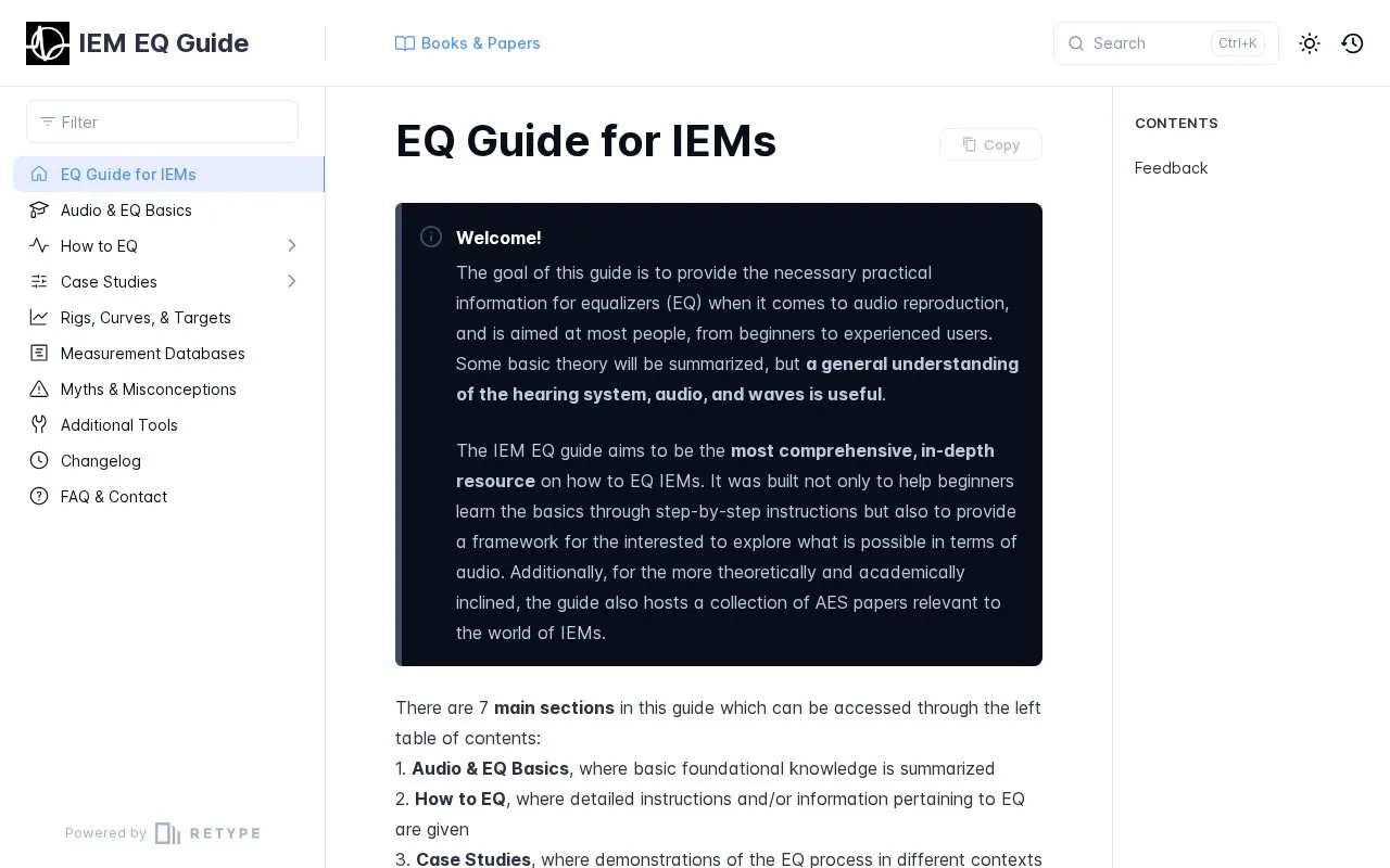 IEM EQ Guide homepage screenshot