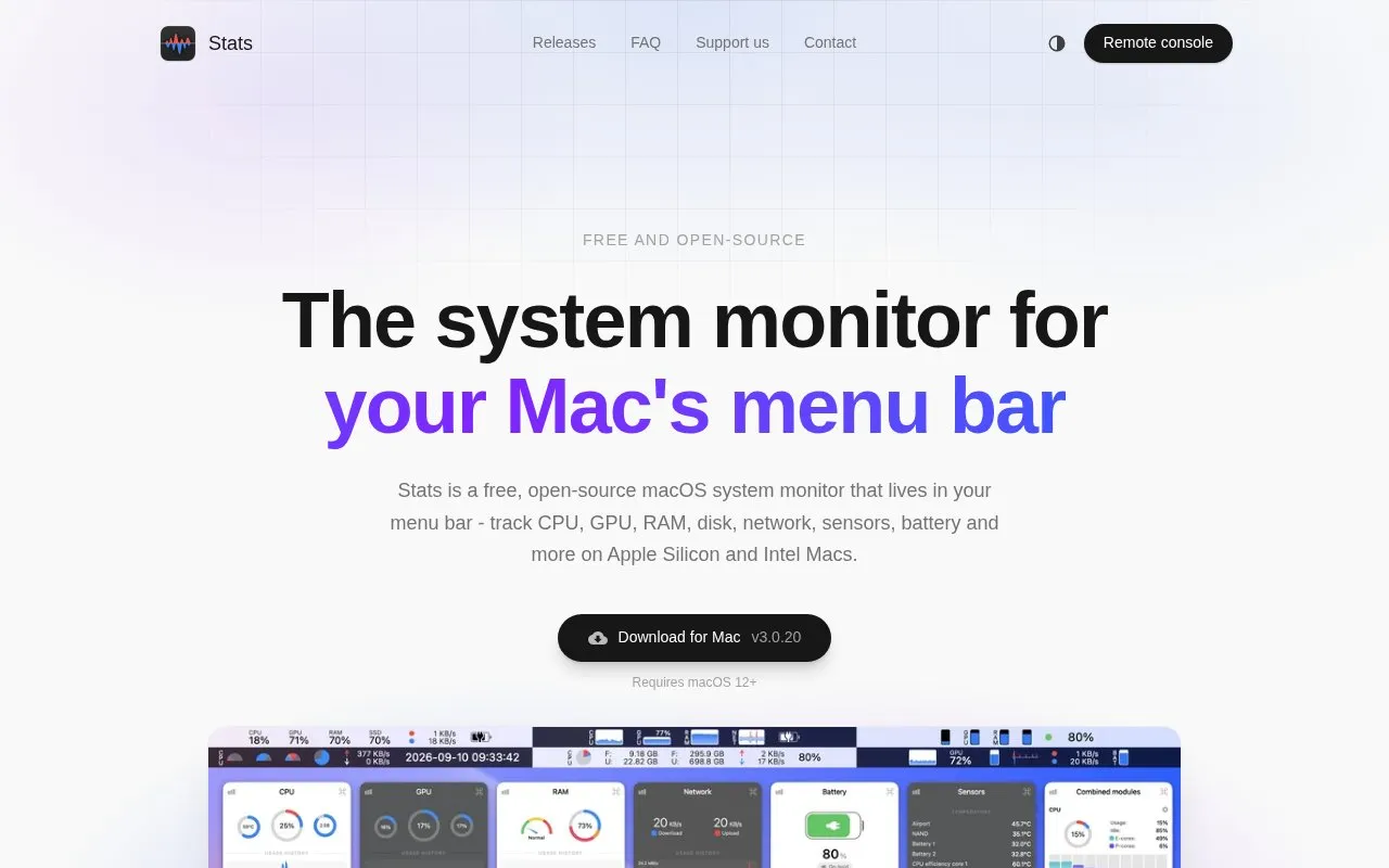 Stats homepage screenshot