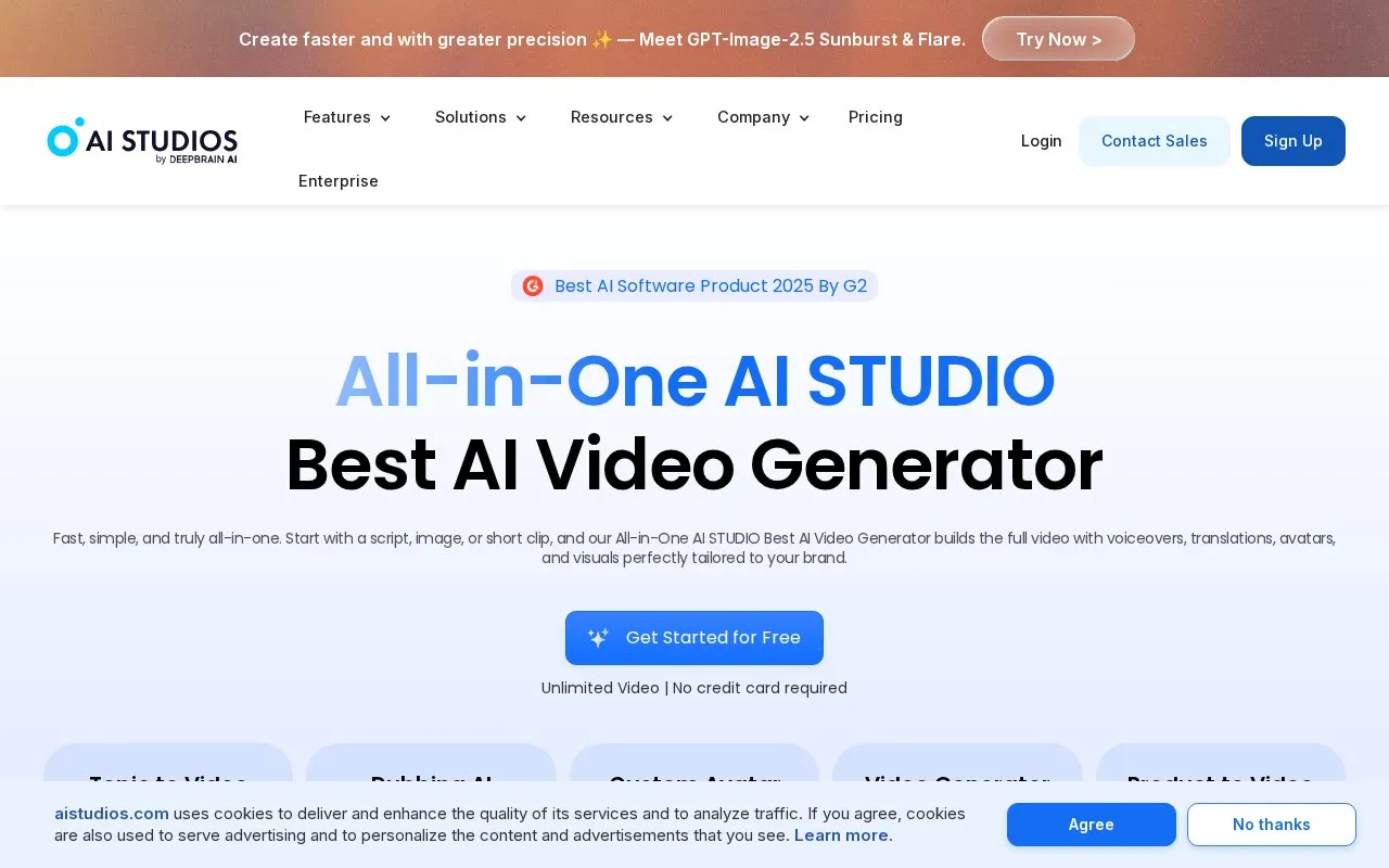 AI Studios homepage screenshot