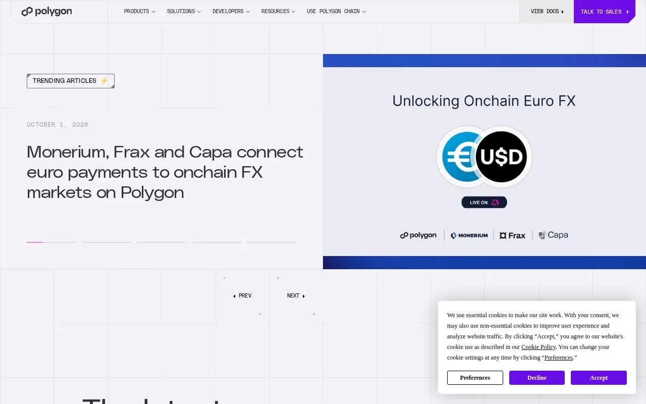 Polygon Blog homepage screenshot