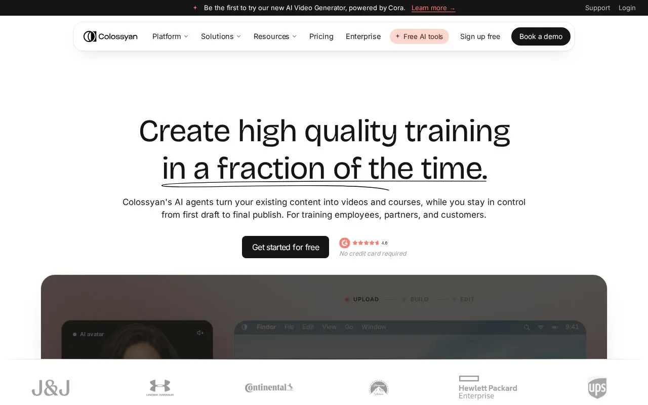 Colossyan homepage screenshot
