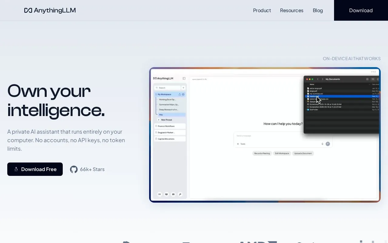 AnythingLLM homepage screenshot
