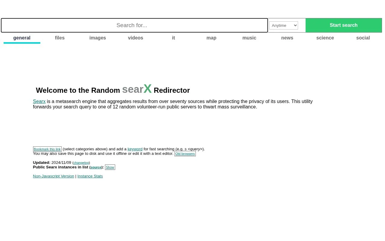 searx.neocities.org homepage screenshot