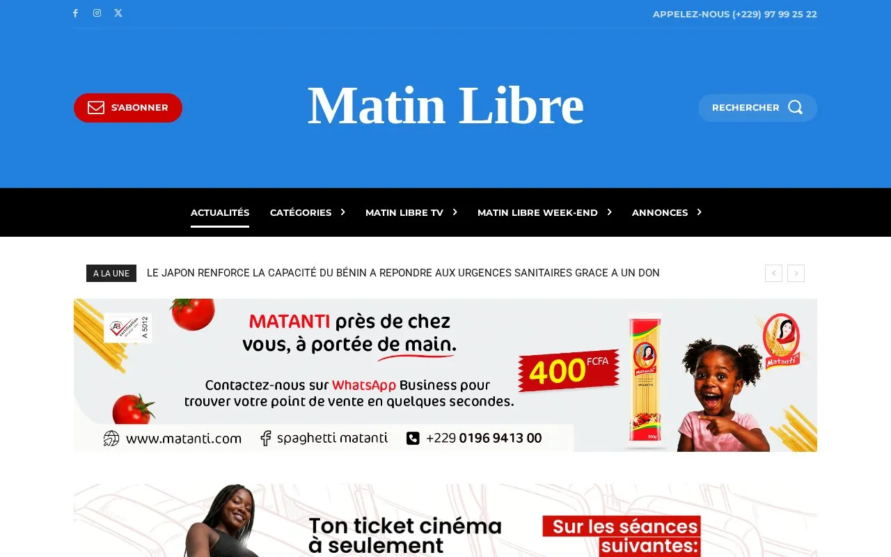 Matin Libre homepage screenshot