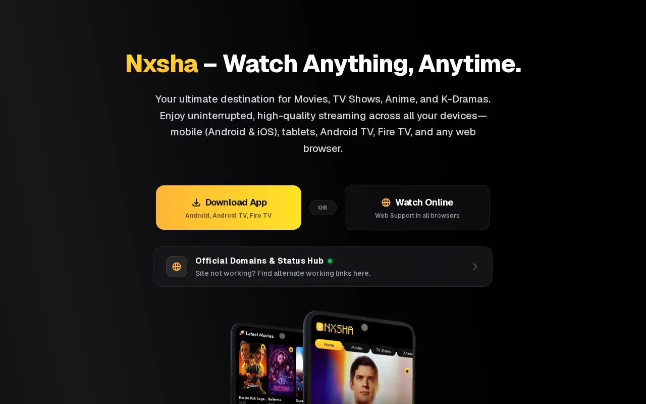 Nxsha homepage screenshot