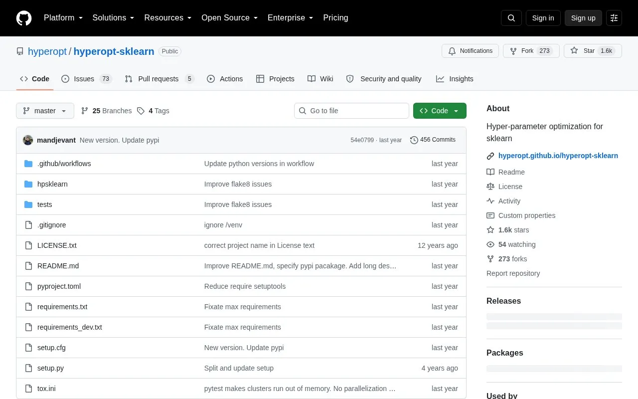 hyperopt homepage screenshot