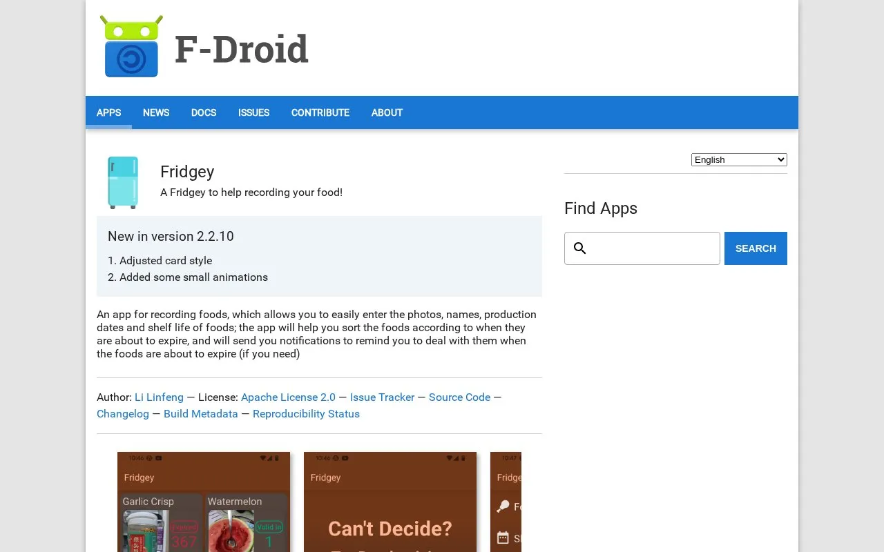Fridgey homepage screenshot