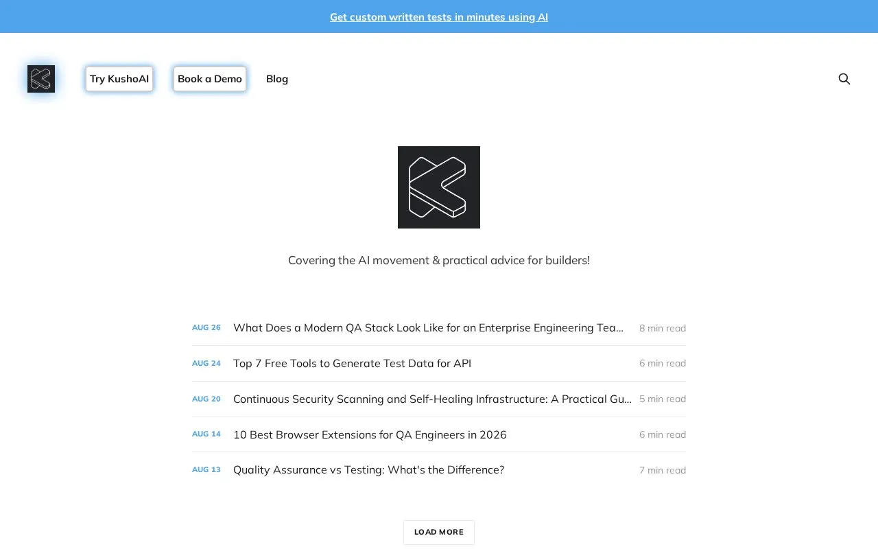 Blog homepage screenshot